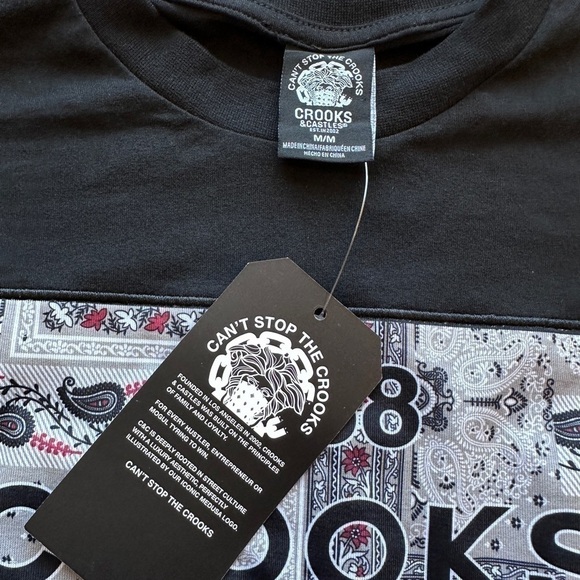 NWT  Crooks & Castles Bandana Fill Klepto Tee in Black - Picture 5 of 6